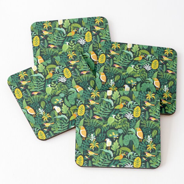 Item preview, Pequeños pájaros tontos en un patrón de selva tropical designed and sold by Tech Tones.