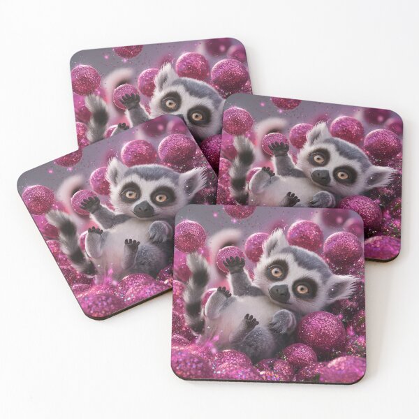 Item preview, Cute Baby Lemur Playing With Glitter Bomb designed and sold by PinkGoddessLove.