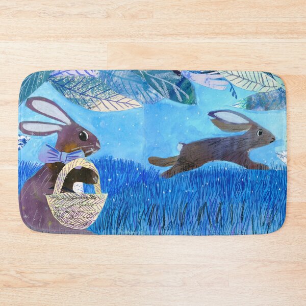 Item preview, Enchanting Blue Rabbits in Moonlit Forest | Whimsical Nighttime Art designed and sold by Jemma Jamie Skidmore.