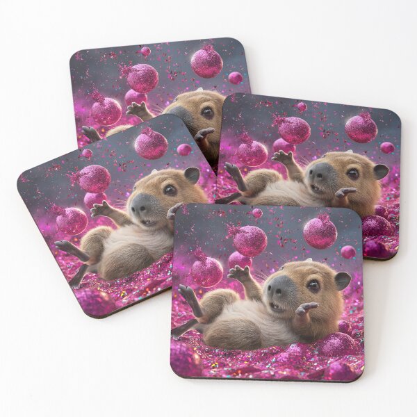 Item preview, Cute Capybara Playing With Glitter Bomb designed and sold by PinkGoddessLove.