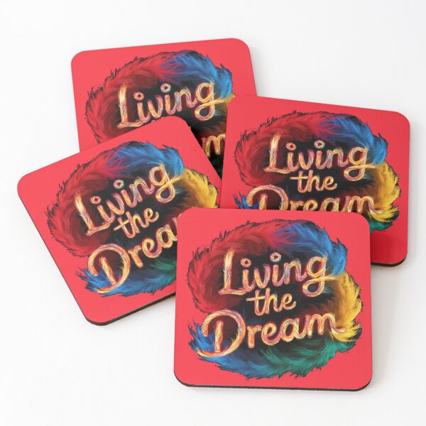 Item preview, Living The Dream - Colorful Feather Design - Red designed and sold by JLEmporium.