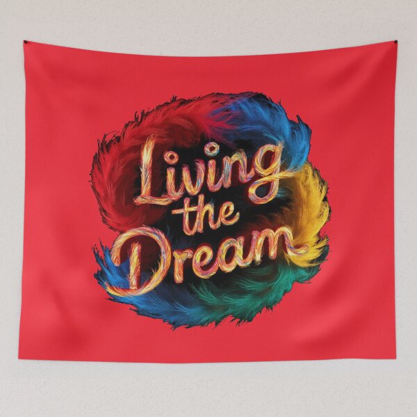 Item preview, Living The Dream - Colorful Feather Design - Red designed and sold by JLEmporium.