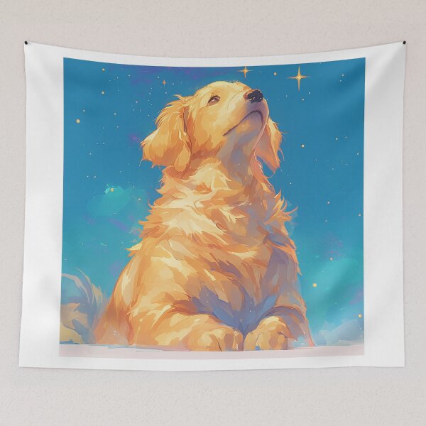 Item preview, Golden Retriever Looking at Stars Oil Painting Style designed and sold by Christian Weiss.