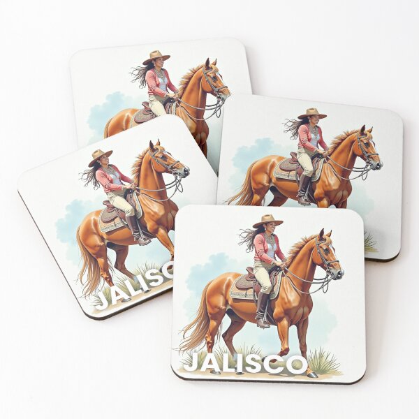 Item preview, Jalisco México Watercolor Painting Girl Riding Horse Print designed and sold by ArtfullyRooted.