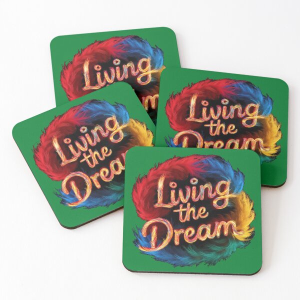 Item preview, Living The Dream - Colorful Feather Design - Dark Green designed and sold by JLEmporium.