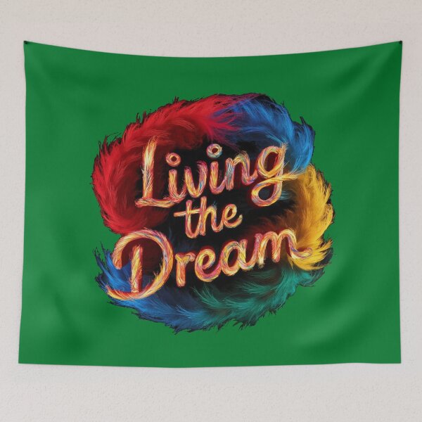 Item preview, Living The Dream - Colorful Feather Design - Dark Green designed and sold by JLEmporium.