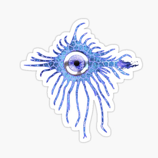 blue antique eye ufo Sticker