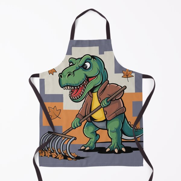 Item preview, Funny T-rex Dinosaur Raking Fall Leaves designed and sold by Nature's Fancy.