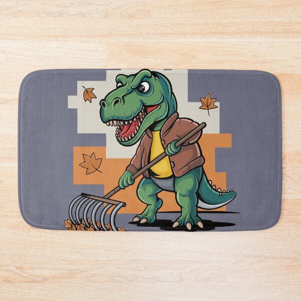 Item preview, Funny T-rex Dinosaur Raking Fall Leaves designed and sold by Nature's Fancy.
