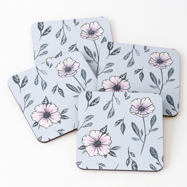 Item preview, Cute pink and blue flower pattern designed and sold by Ellen Wilberg.