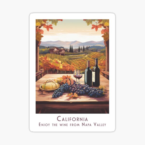 Item preview, Vintage travel poster California – Autumn vineyards in Napa Valley with grapes and wine designed and sold by pod24.