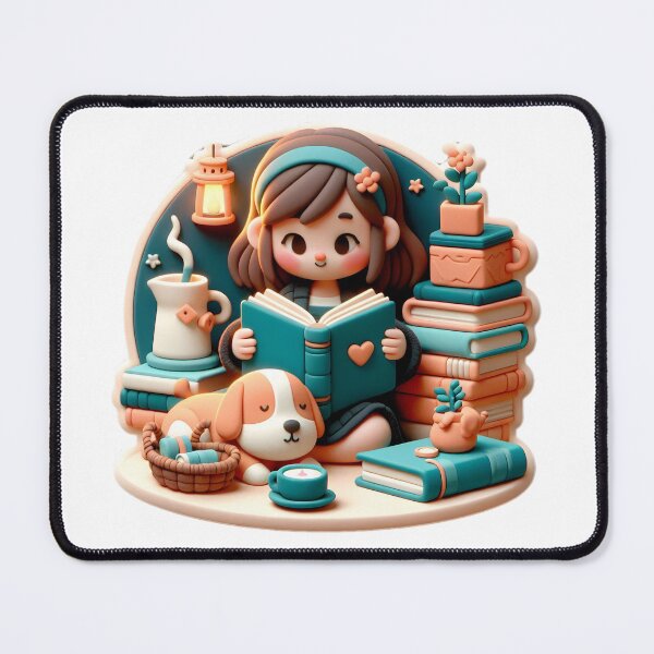 Item preview, a girl and her dog reading designed and sold by BelovedExile.