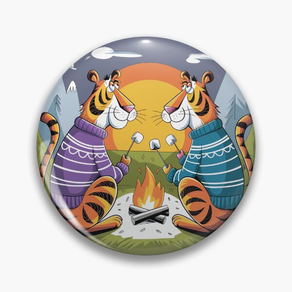 Item preview, Funny Tigers Roasting Marshmallows Cartoon designed and sold by Nature's Fancy.