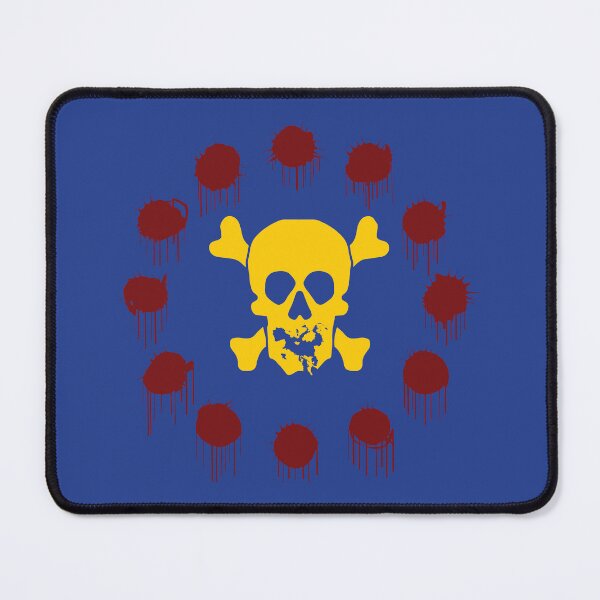 Item preview, European RUIN FLAG - European Union -  - Jolly Roger Skull -  upside down Europe as its mouth - red  holes replace the stars designed and sold by pelagio.