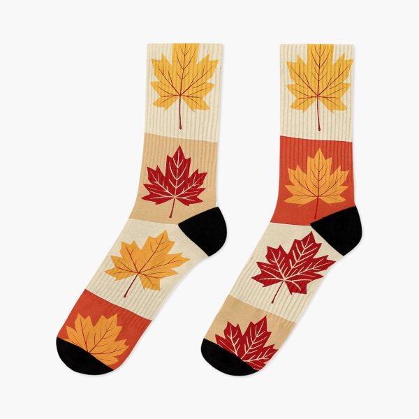 Item preview, A checkerboard pattern Desing with maple leaves in rich autumnal colors like red orange, and yellow.  designed and sold by HEMRO.