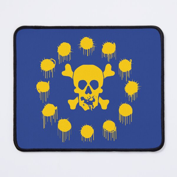 Item preview, EUROPEAN RUIN FLAG - European Union -  - Jolly Roger Skull -  upside down Europe as its mouth - yellow holes replace the stars designed and sold by pelagio.