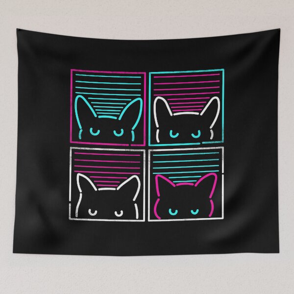 Item preview, Portrait of cute cats in 1980s retro style designed and sold by therocketman.
