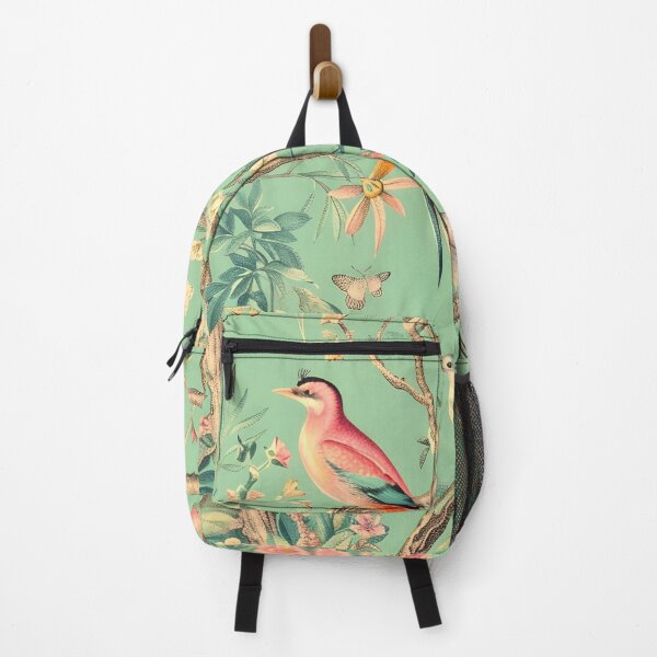 Item preview, Vintage Lime and Peach Chinoiserie Forest with Birds designed and sold by TheChinoiserie.