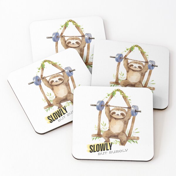 Item preview, Slowly But Surely Funny Sloth Weight Lifting Exercise designed and sold by FreeStyleTrend.