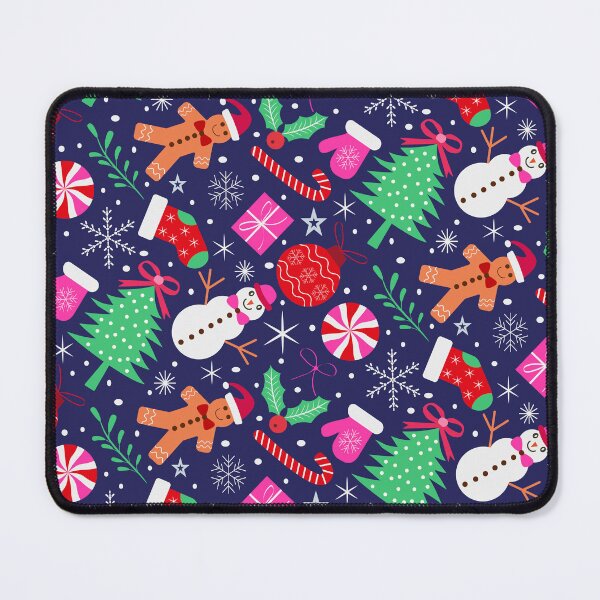 Item preview, Preppy Christmas Characters with bows Pattern on navy blue  designed and sold by Yasminepatterns .
