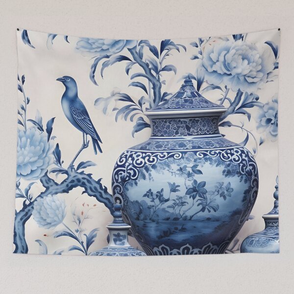Item preview, Blue and White Chinoiserie Ginger Jars in the Garden designed and sold by TheChinoiserie.