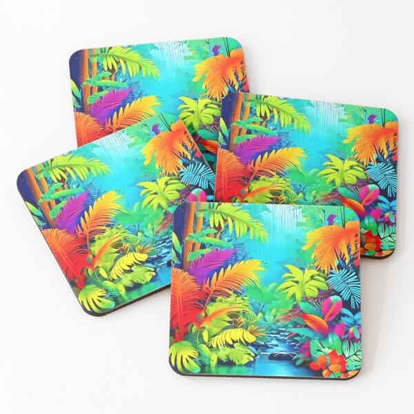 Item preview, Neon Rainforest Oasis Art designed and sold by Health And Fitness Posts e-Store.