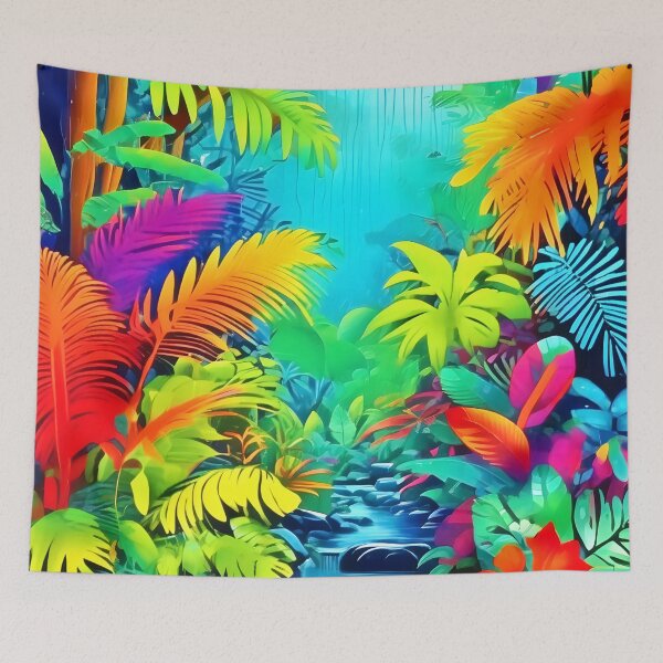 Item preview, Neon Rainforest Oasis Art designed and sold by Health And Fitness Posts e-Store.