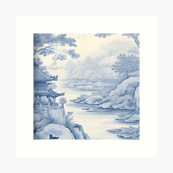 Item preview, Pagoda Views Dreamy Landscape Chinoiserie designed and sold by TheChinoiserie.