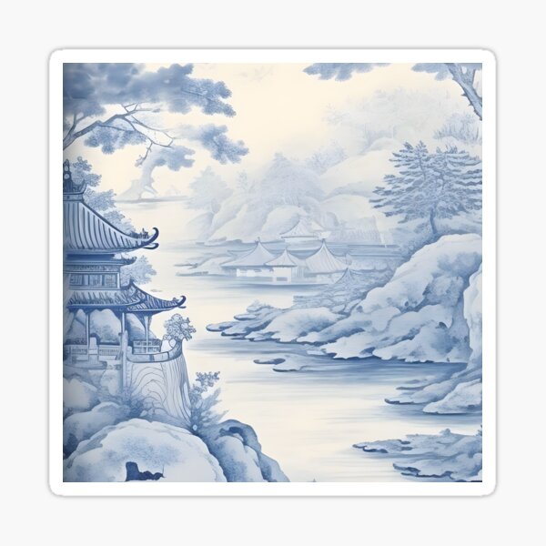 Item preview, Pagoda Views Dreamy Landscape Chinoiserie designed and sold by TheChinoiserie.