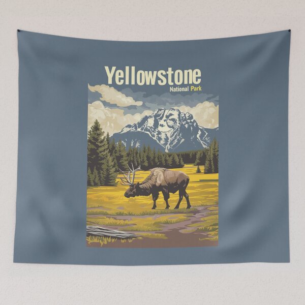 Item preview, A Vintage Travel Illustration of the Yellowstone National Park - US  designed and sold by GoodOldVintage.