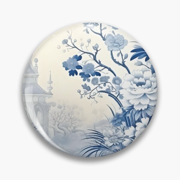 Item preview, Cerulean Pastoral Pavillion Chinoiserie designed and sold by TheChinoiserie.