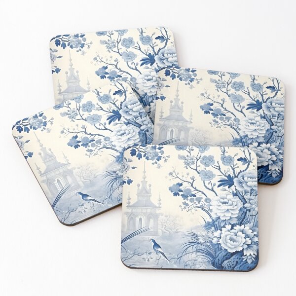 Item preview, Cerulean Pastoral Pavillion Chinoiserie designed and sold by TheChinoiserie.