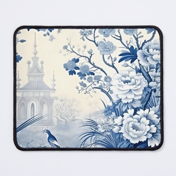 Item preview, Cerulean Pastoral Pavillion Chinoiserie designed and sold by TheChinoiserie.