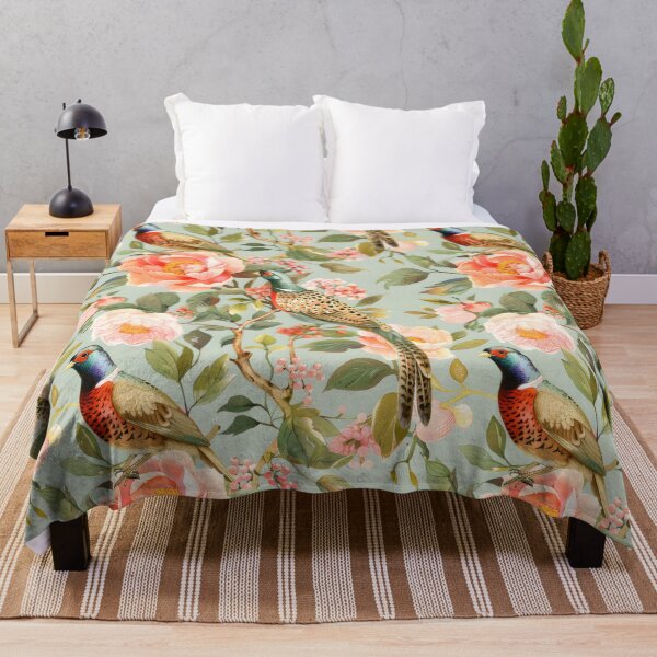 Item preview, Floral Pheasant Garden Chinoiserie Chintz designed and sold by TheChinoiserie.