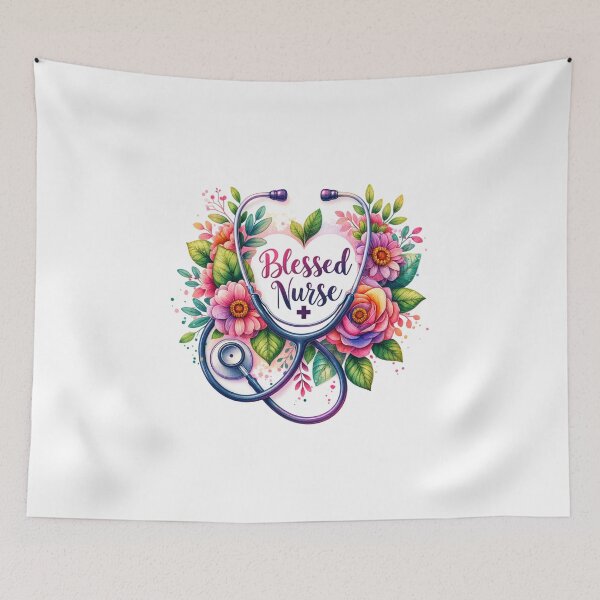 Item preview, "Nurse's Blessing – Watercolor Stethoscope & Blooms" designed and sold by artedigital99.
