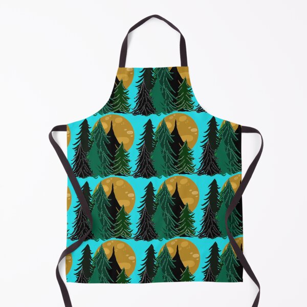 Item preview, Evergreen Trees in Moonlight, Full Moon, Forest Pattern, Aqua Blue Background designed and sold by Stephanie Rowan.
