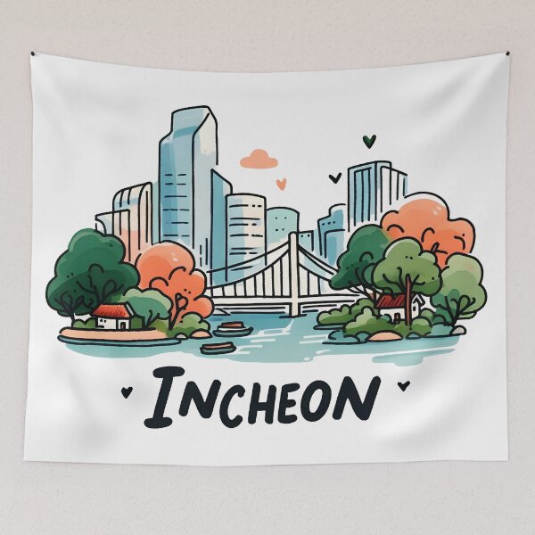 Item preview, Incheon South Korea Watercolor designed and sold by PaintMeWorld.
