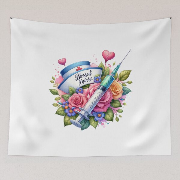 Item preview, Nurse’s Blessing – Cap, Flowers & Syringe designed and sold by artedigital99.