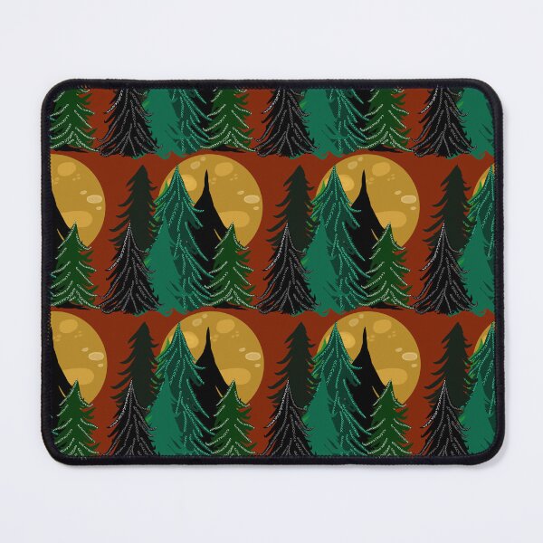 Item preview, Sienna Evergreen Trees in Moonlight, Full Moon, Forest Pattern, Burnt Red Background designed and sold by Stephanie Rowan.