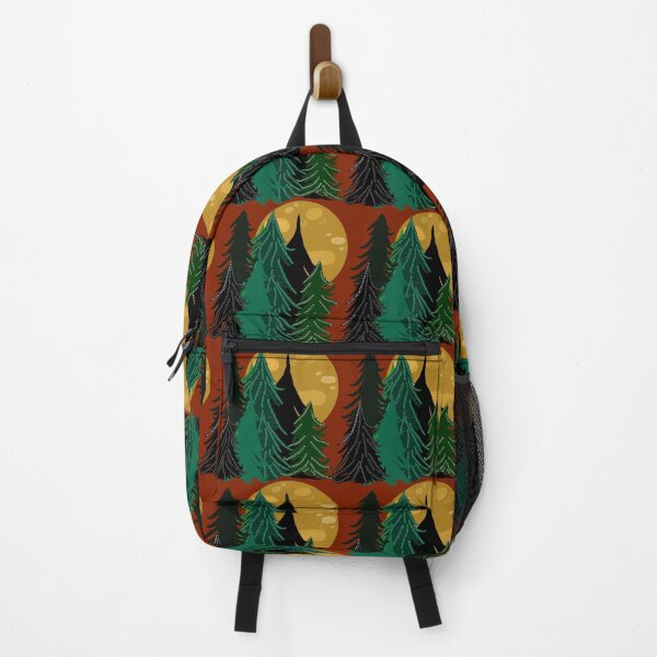 Item preview, Sienna Evergreen Trees in Moonlight, Full Moon, Forest Pattern, Burnt Red Background designed and sold by Stephanie Rowan.