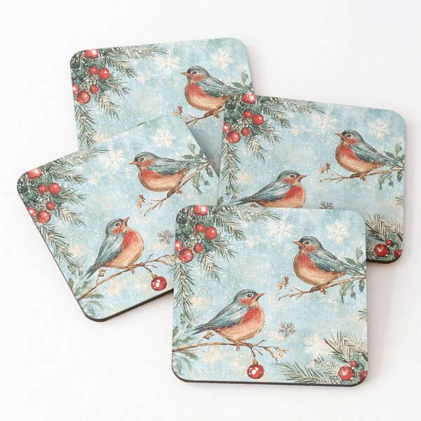 Item preview, Christmas Blues with Robins designed and sold by MixinMadness.