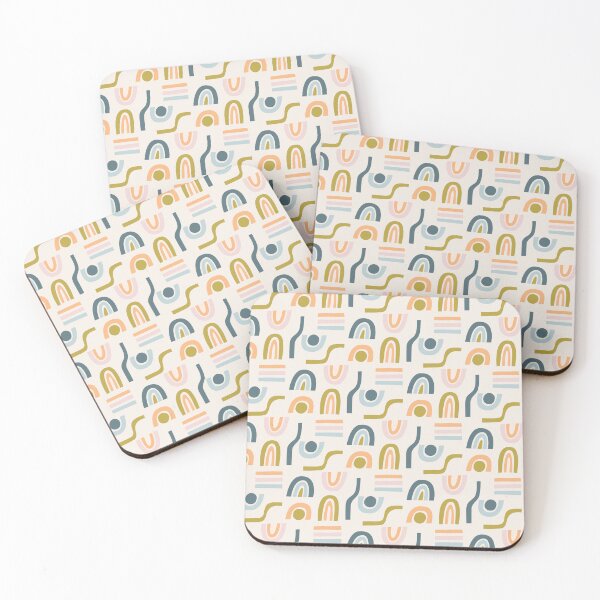 Item preview, Geometric rainbows and lines pattern in modern palette designed and sold by TinyFlowerArt.