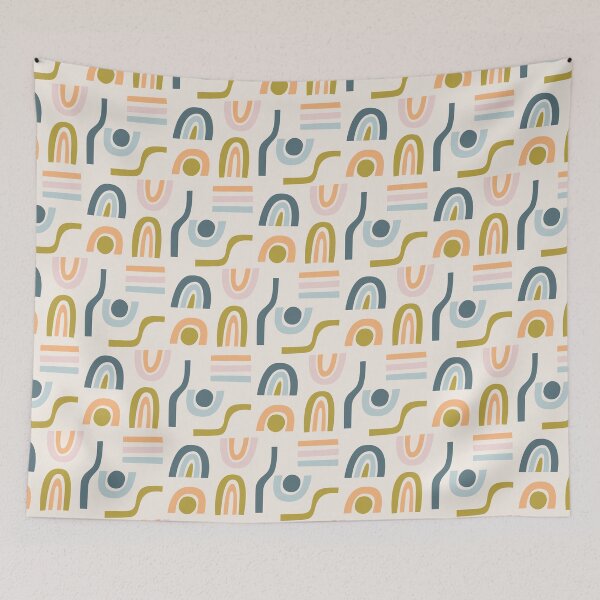 Item preview, Geometric rainbows and lines pattern in modern palette designed and sold by TinyFlowerArt.