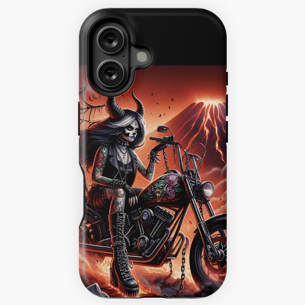 Item preview, Gothic demon lady on motorbike designed and sold by Littleville3.