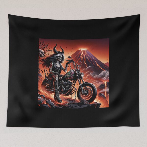 Item preview, Gothic demon lady on motorbike designed and sold by Redcon-fantasy.