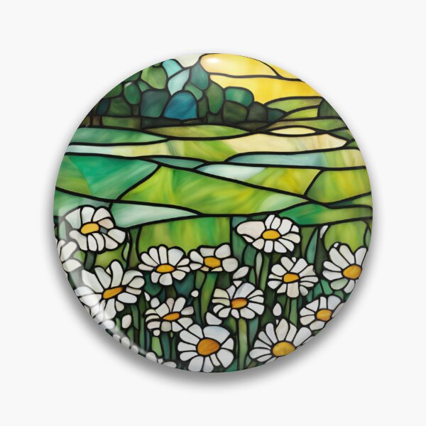Item preview, Field of Daisies Stained Glass designed and sold by StoryofPieces.