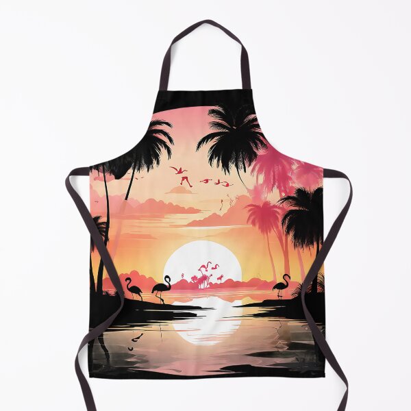 Item preview, A tropical sunset with silhouettes of palm trees and flamingos designed and sold by Tchoice.
