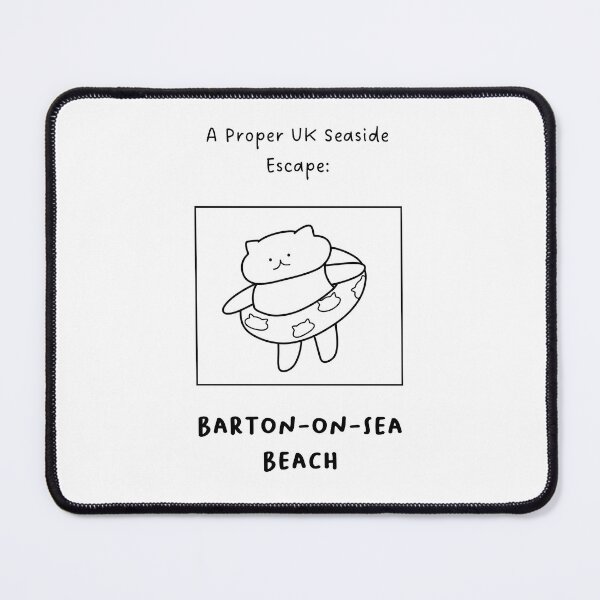 Item preview, Barton-on-Sea Beach | A Proper UK Seaside Escape | Illustration of a Cute Cat Wearing a Float Ring designed and sold by RM-Journey.