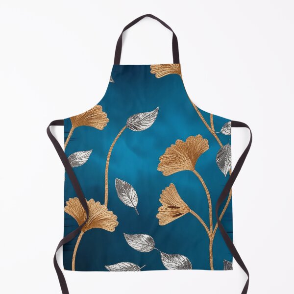 Item preview, golden flowers on blue background designed and sold by hermarartonline.