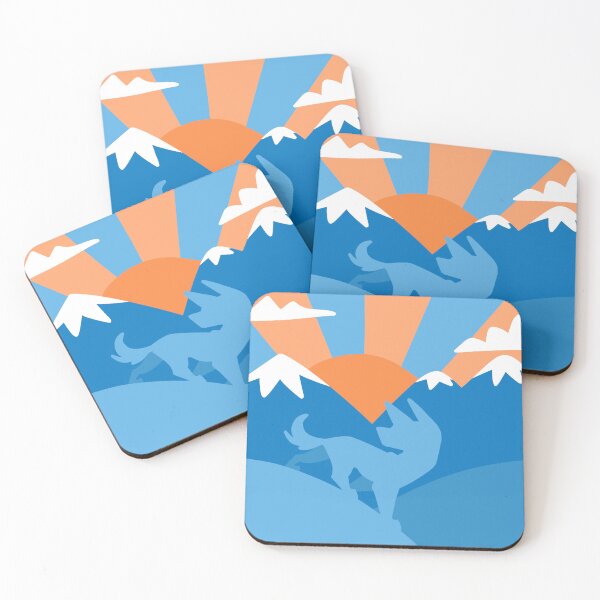 Item preview, Blue Dog Wolf Mountains Orange Print designed and sold by pinkpawsdraws.